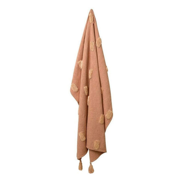 J Elliot Home Quinn Cotton Textured Throw Rug Blanket 130 x 160cm Clay Pink
