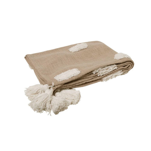 J Elliot Home Quinn Cotton Textured Throw Rug Blanket 130 x 160cm Sandstone Ivory