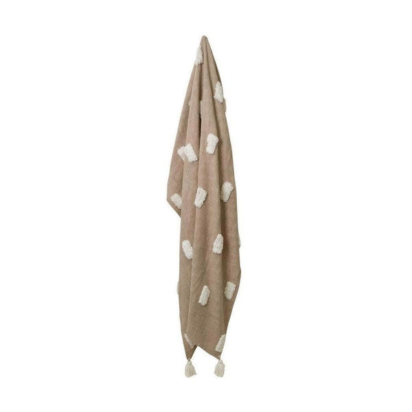 J Elliot Home Quinn Cotton Textured Throw Rug Blanket 130 x 160cm Sandstone Ivory
