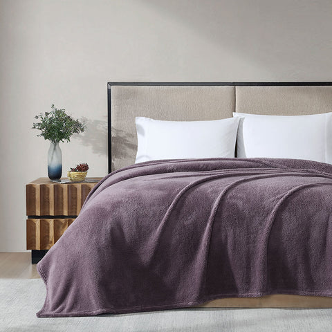 Ardor 260gsm Ultra Soft Teddy Fleece Blanket Throw Rug Queen Mauve Purple