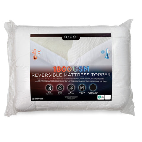 Ardor 1800GSM Microfibre Reversible Cooling Sherpa Mattress Topper Queen