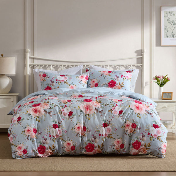 Ardor Amelie Floral Microfibre Quilt Doona Duvet Cover Set Multicolour Queen