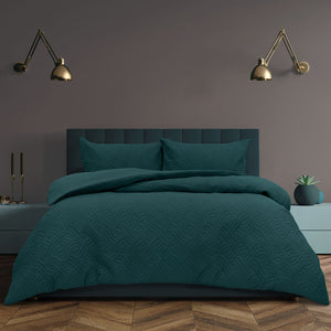Ardor Asher Embossed Vintage Washed Quilt Doona Duvet Cover Deep Teal King