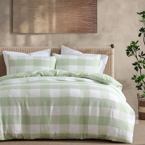 Ardor Ashlea Oversized Waffle Check Quilt Doona Duvet Cover Set Sage King