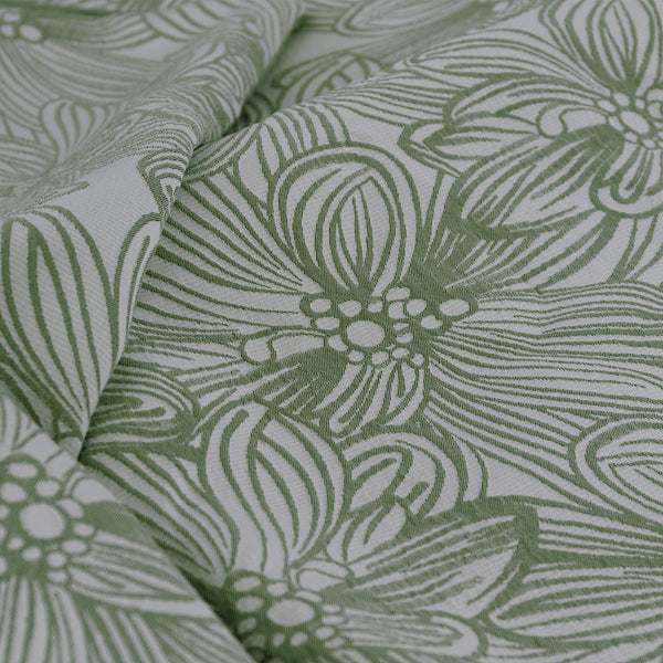 Ardor Avena Textured Floral Jacquard Quilt Doona Duvet Cover Green King