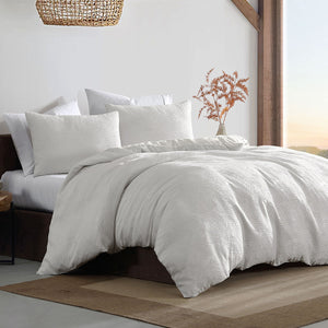 Ardor Avena Textured Floral Jacquard Quilt Doona Duvet Cover White King