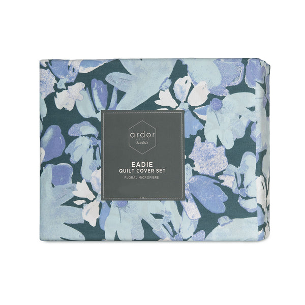 Ardor Eadie Floral Printed Quilt Doona Duvet Cover Set Teal Queen