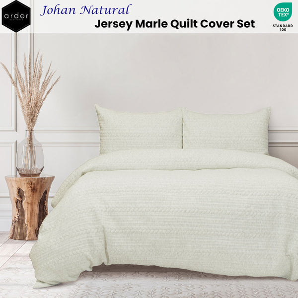 Ardor Johan Jersey Marle Quilt Doona Duvet Cover Set Queen Natural