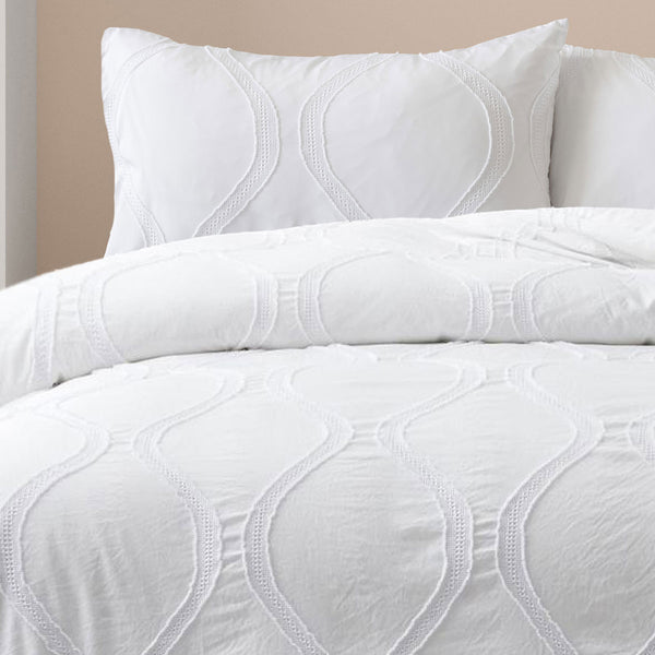 Ardor Lucy Microfibre Tufted Detail Quilt Doona Duvet Cover Set Double White