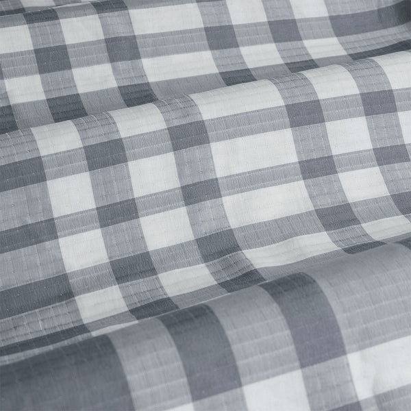 Ardor Ronan Tartan Plaid Jacquard Quilt Doona Duvet Cover Set Grey Queen