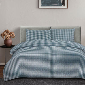 Ardor Rowe Textured Gingham Seersucker Quilt Doona Duvet Cover Teal King