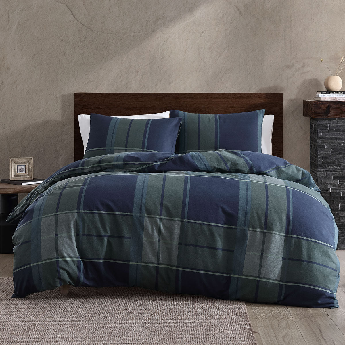 Ardor Sommers Plaid Cotton Flannelette Quilt Doona Duvet Cover Khaki Queen