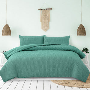 Ardor Tuscan Ruched Quilt Doona Divet Cover Set Teal Queen