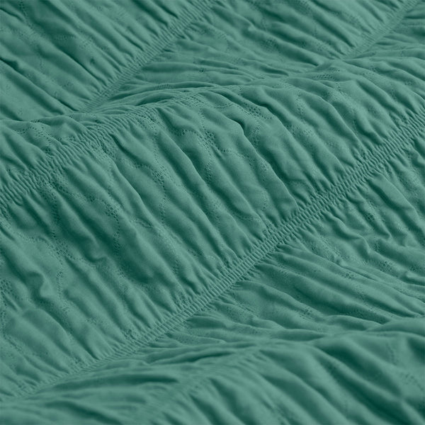 Ardor Tuscan Ruched Quilt Doona Divet Cover Set Teal Queen