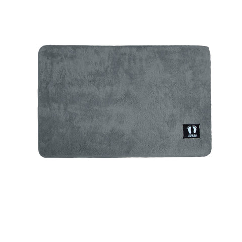 Asha Rubber Backed Polyester Bath Mat Grey 50 x 80cm