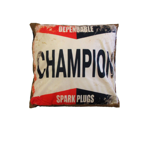Champion Spark Plugs Retro Filled Square Cushion 4cm