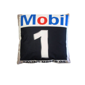 Mobil Racing Motor Oil Retro Square Filled Cushion 40cm