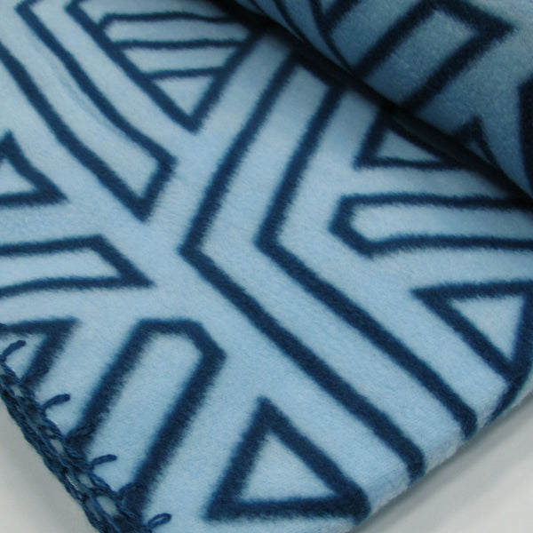 Aerial Geometric Blue Printed Fleece Throw Rug Blanket 130 x 150cm