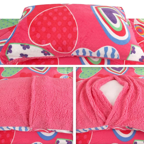 Ramesses Pink Heart Sherpa Flannel Fleece Reversible Comforter Quilt Queen / King