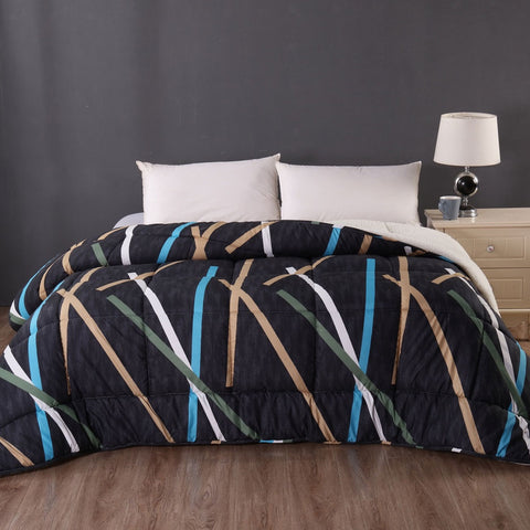 Ramesses Line Microfibre Sherpa Fleece Comforter Bedspread Queen