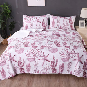 Ramesses 3 Pce Coast Pink Bamboo Blend Reversible Comforter Bedspread King