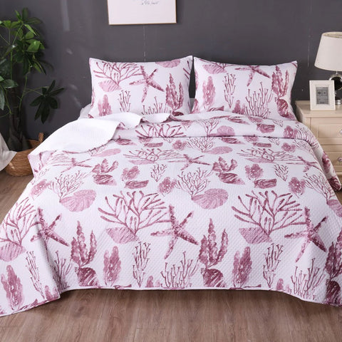 Ramesses 3 Pce Coast Pink Bamboo Blend Reversible Comforter Bedspread King