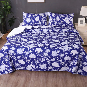 Ramesses 3 Pce Spring Blue Bamboo Blend Reversible Comforter Bedspread King