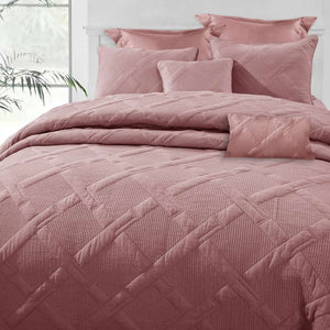 Ramesses 7 Pce Matelasse Bamboo Bedspread Comforter Coverlet Rose Queen
