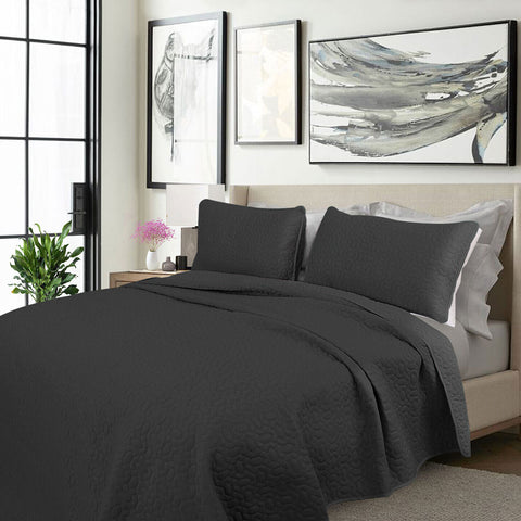 Shangri La 3 Pce 2000TC Grey Cooling Embroidered Comforter Bedspread King