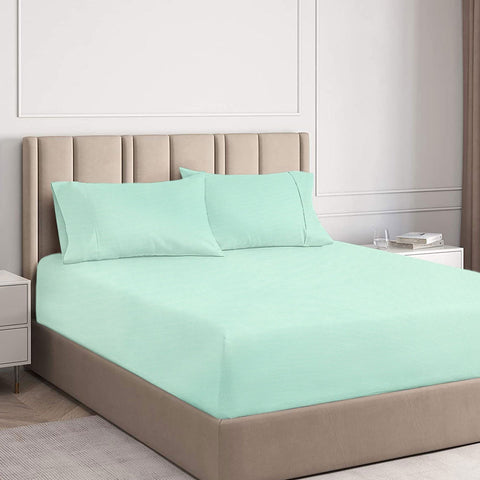 Ramesses 2000TC Cooling Bamboo Fitted Sheet Pillowcase Set Aqua King Single