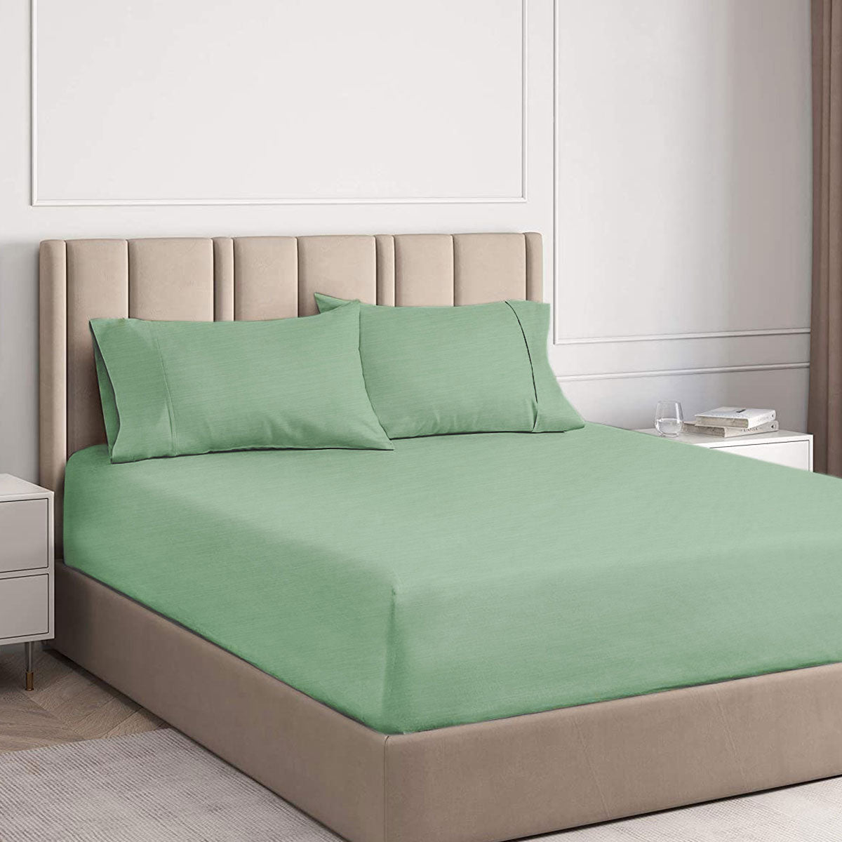 Ramesses 2000TC Bamboo Fitted Sheet Pillowcase Set Avocado King