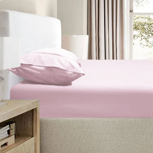 Ramesses 2000TC Bamboo Blend Embossed Fitted Sheet Set Pink King Single