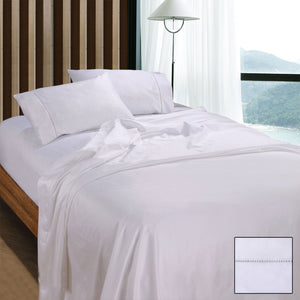 Ramesses 1100TC Egyptian Cotton Sateen Flat Fitted Sheet Set White Queen