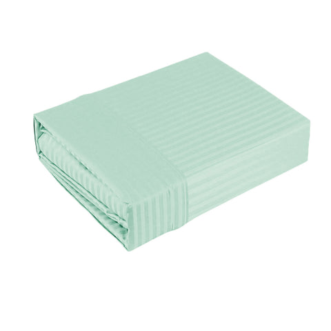 Ramesses 1000TC American Pima Cotton Stripe Flat Fitted Sheet Set Ice Blue Queen