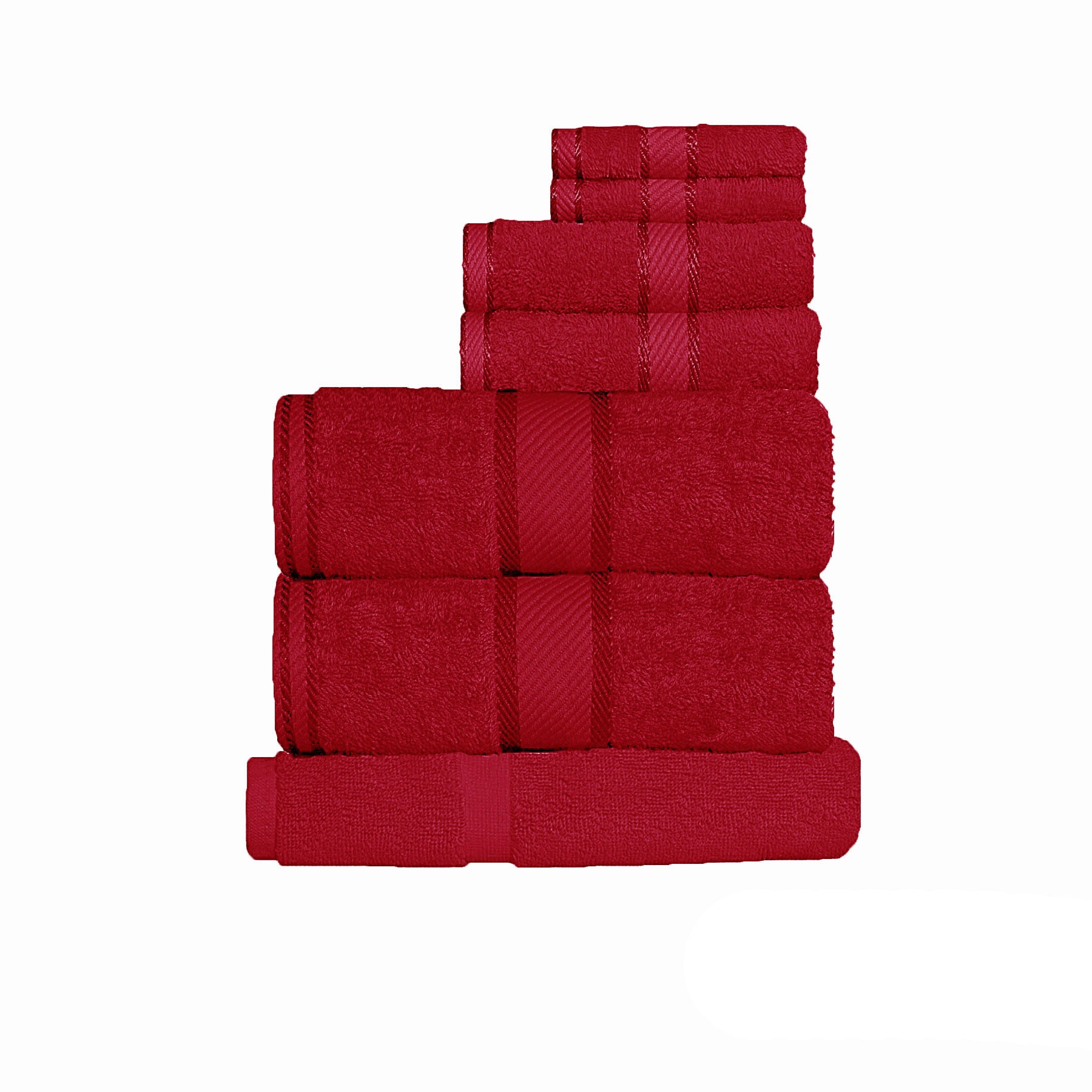 Kingtex 7 Piece 550gsm Cotton Bath Hand Mat Towel Set Red