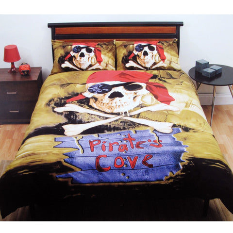 Just Home Pirate's Cove Skull Quilt Doona Duvet Cover Set Queen