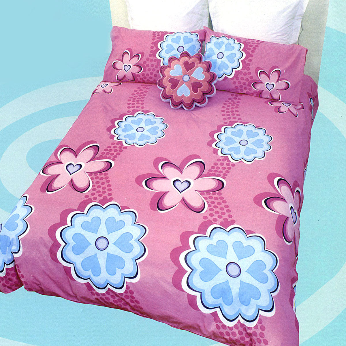 Sassy Garden Floral Quilt Doona Duvet Cover Set Pink Double