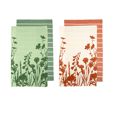 Ladelle Set of 4 Sanctuary Floral Cotton Kitchen Tea Towels 50 x 70cm Mix