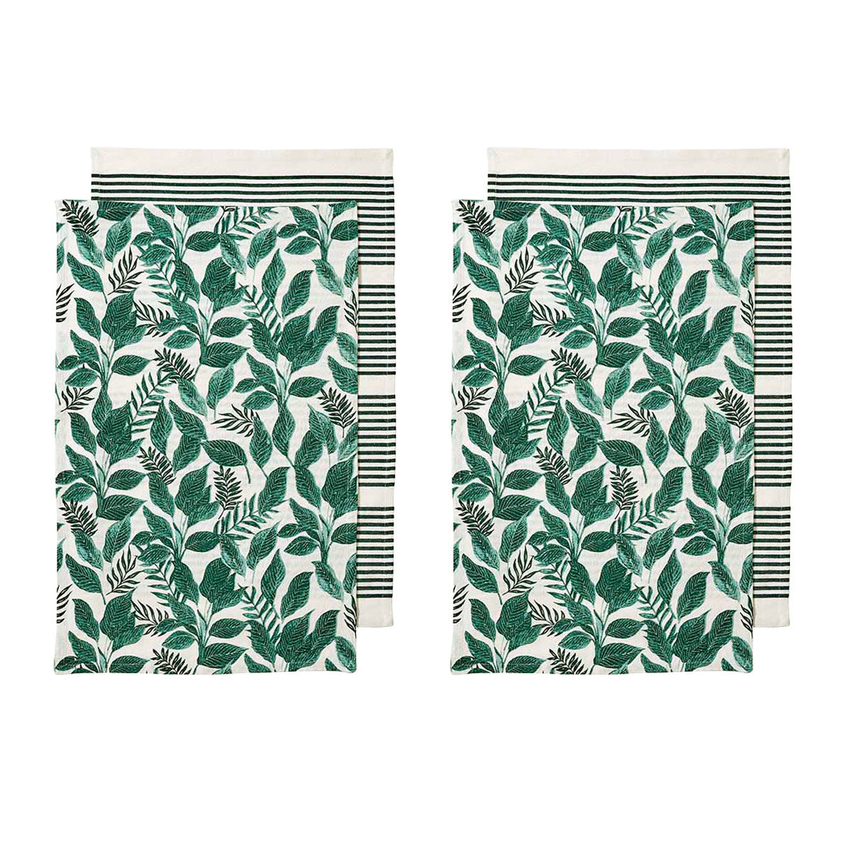 Ladelle Tierra Set of 4 Cotton Kitchen Tea Towels Green