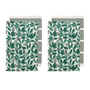 Ladelle Tierra Set of 4 Cotton Kitchen Tea Towels Green