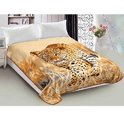 Reversible 800gsm Animal Pattern Mink Blanket Queen 200 x 240cm Prowling Leopard