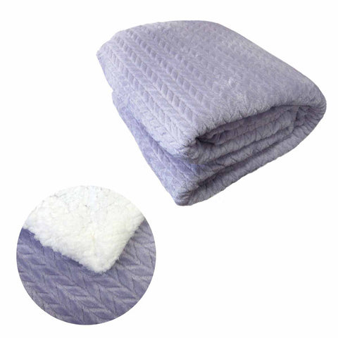 Ardor Liam Herringbone Reversible Sherpa Fleece Blanket Throw Lilac 150 x 200cm