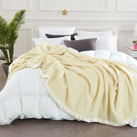Alastairs 375gsm Australian Merino Wool Blanket Throw Rug Cream Double
