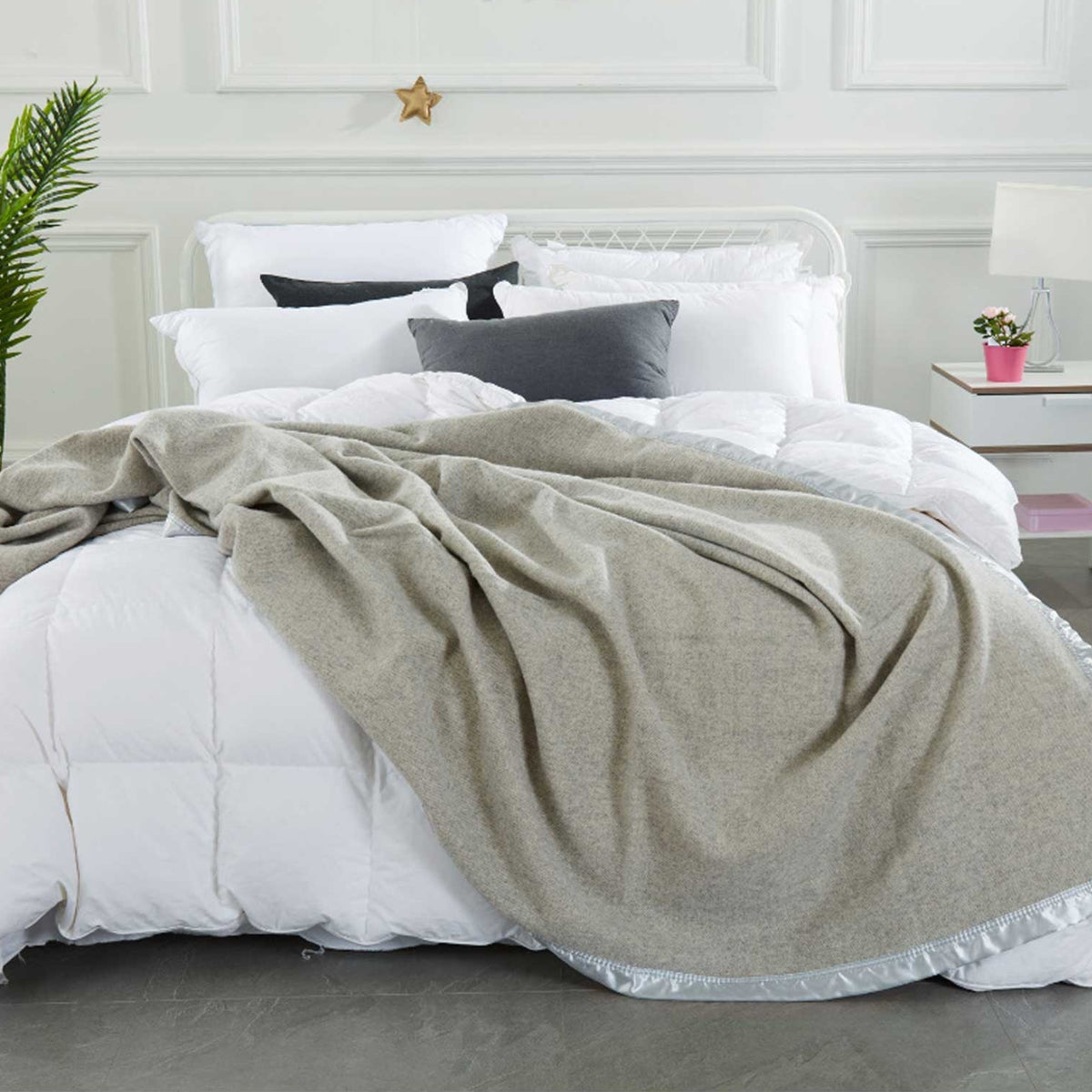 Alastairs 375gsm Australian Merino Wool Blanket Throw Rug King Steel Grey