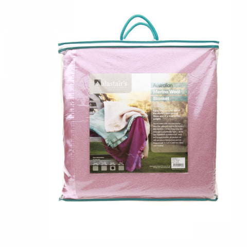 Alastairs 375GSM Australian Merino Wool Blanket Throw Rug Pink Queen