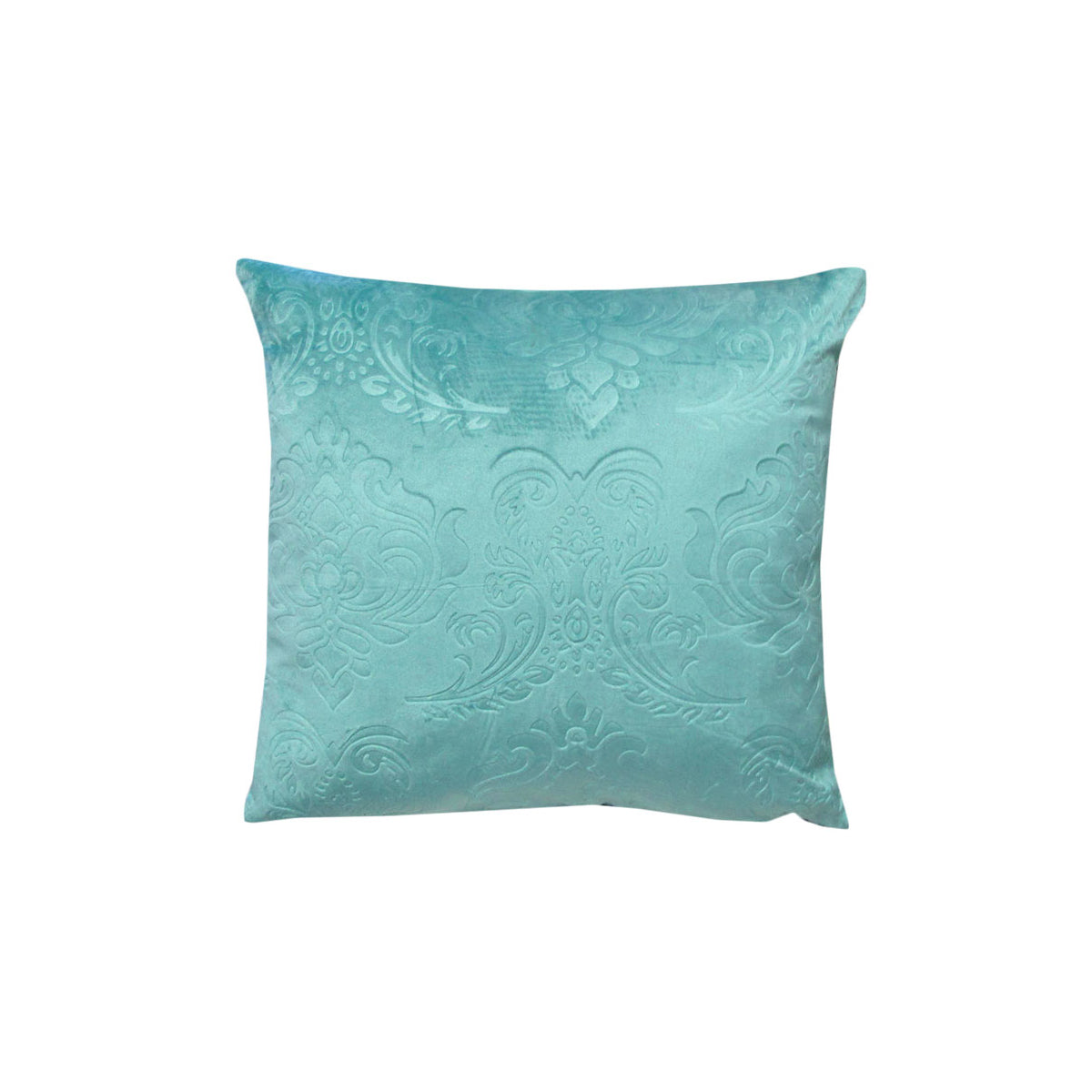 Georges Fine Linens Amara Embossed Damask Square Filled Cushion Sea Green 40cm