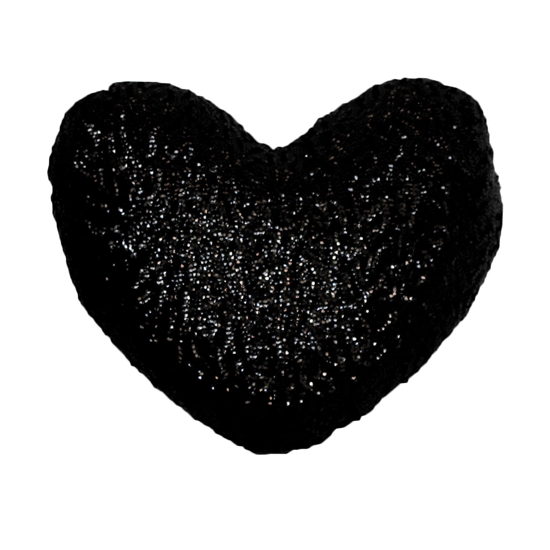 Georges Fine Linens Sequined Heart Shape Filled Cushion Black