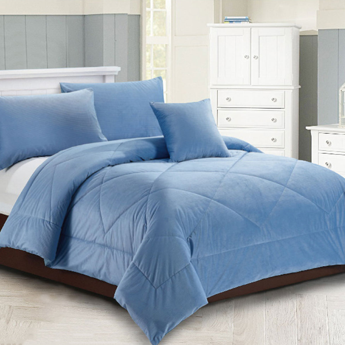 Georges Fine Linens Carrington Diamond Bedspread Comforter Coverlet Blue King