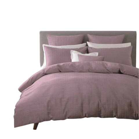 Georges Fine Linens Aurora Quilted Quilt Doona Duvet Cover Mauve Super King