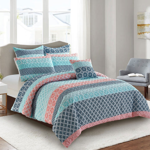 Georges Fine Linens Lana Quilted Lattice Quilt Doona Duvet Cover Set Double